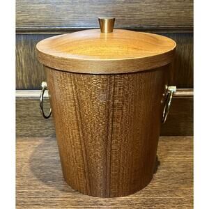Vintage MCM Wood Ice Bucket English Pub Tavern Bar Wine Yacht Boat Lodge Lake
